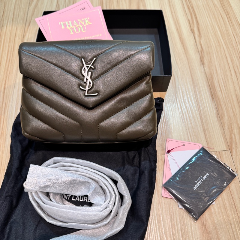Saint Laurent YSL Loulou Small 小牛皮 肩背包 深卡其綠2018|附原盒-17