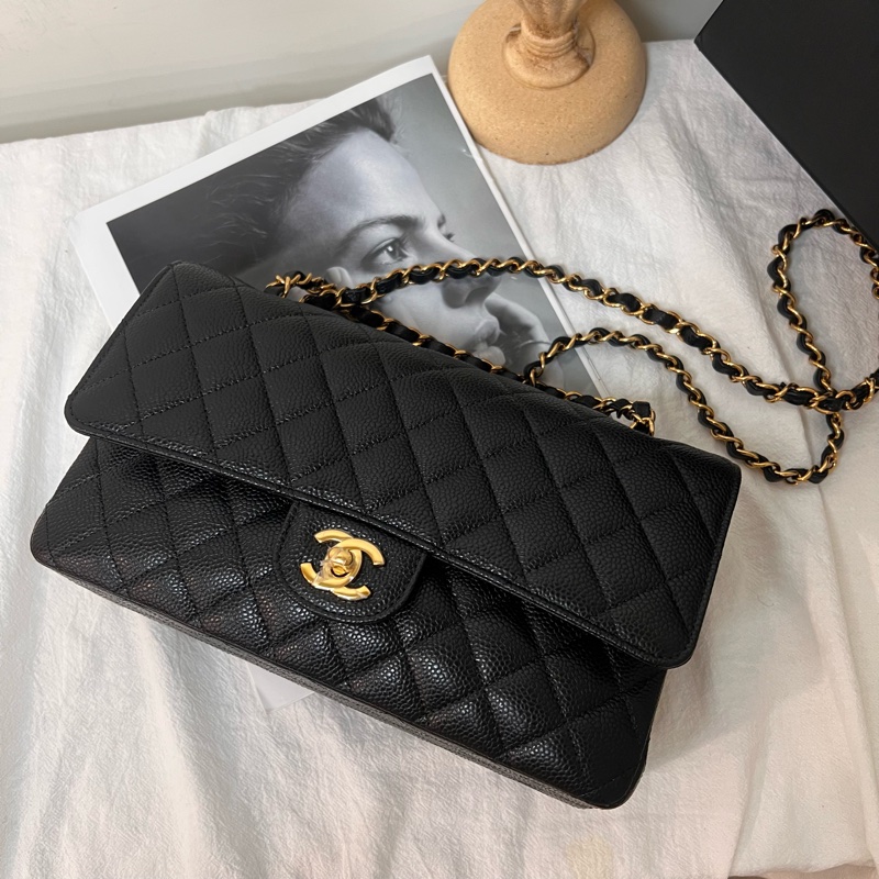 ෆ Chanel cf25 黑金荔枝 芯片款🈶購證✨-6