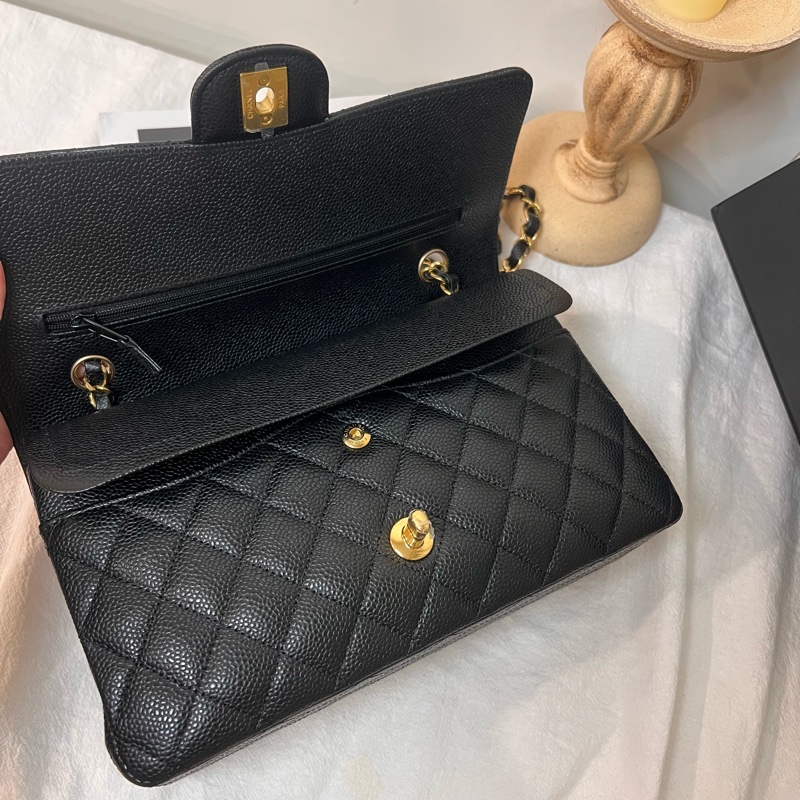 ෆ Chanel cf25 黑金荔枝 芯片款🈶購證✨-9