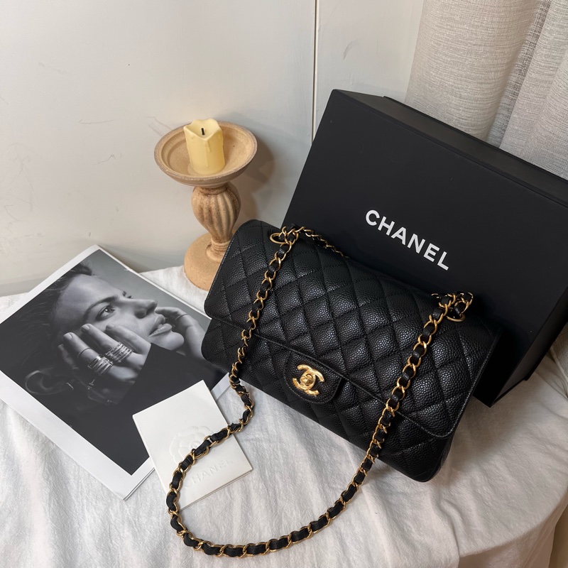 ෆ Chanel cf25 黑金荔枝 芯片款🈶購證✨-13