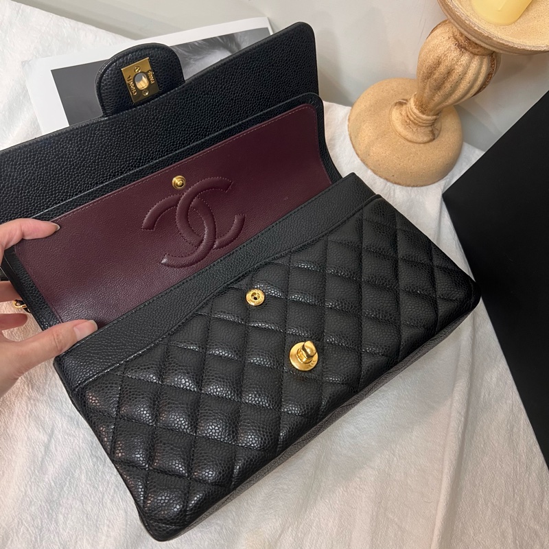 ෆ Chanel cf25黑金荔枝 保卡🈶購證-11