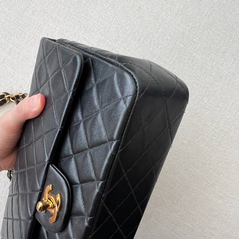 CHANEL CF25 香奈兒25cm收藏級老香 黑金羊皮 vintage-2