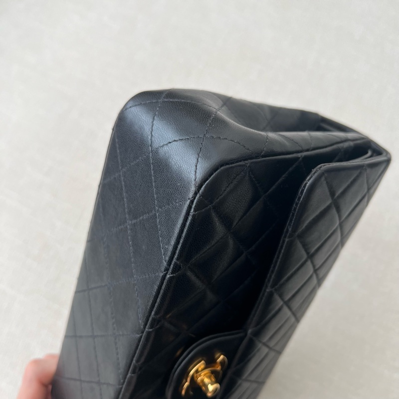 CHANEL CF25 香奈兒25cm收藏級老香 黑金羊皮 vintage-3