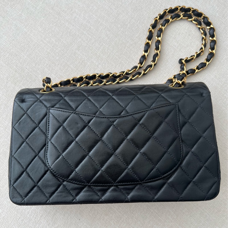 CHANEL CF25 香奈兒25cm收藏級老香 黑金羊皮 vintage-6