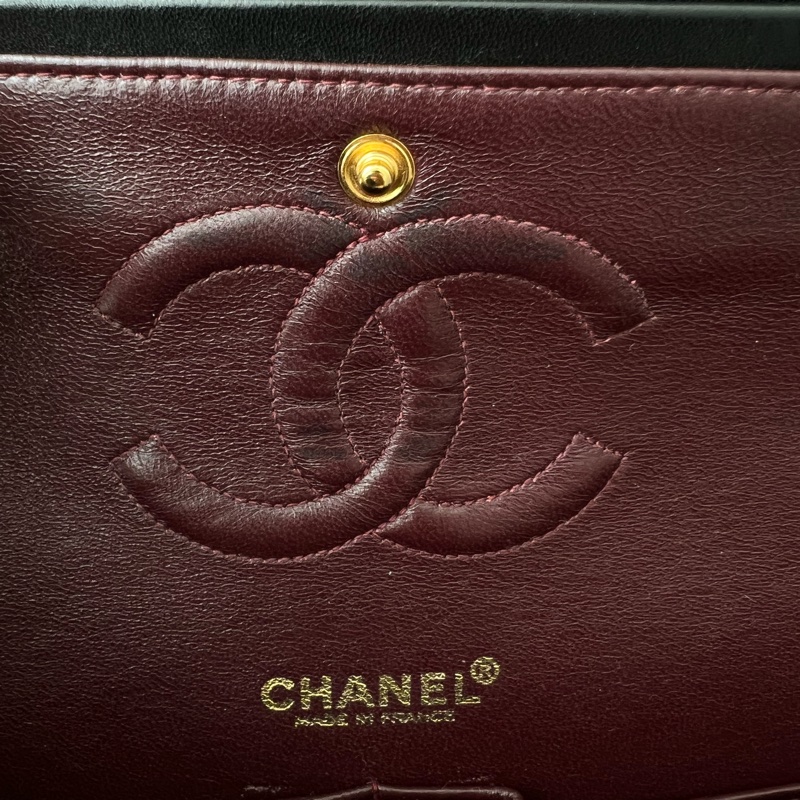 CHANEL CF25 香奈兒25cm收藏級老香 黑金羊皮 vintage-16