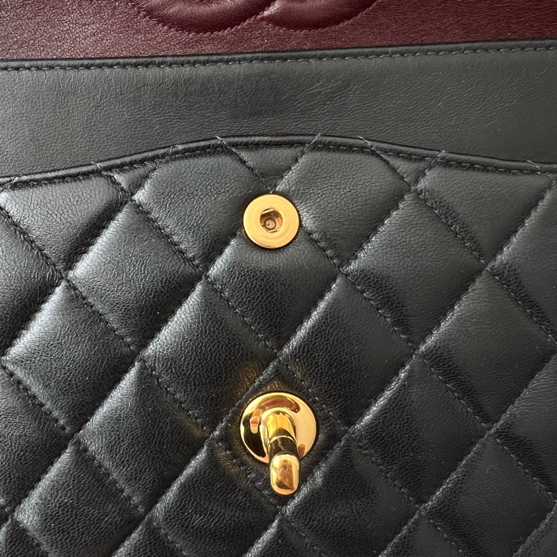 CHANEL CF25 香奈兒25cm收藏級老香 黑金羊皮 vintage-19