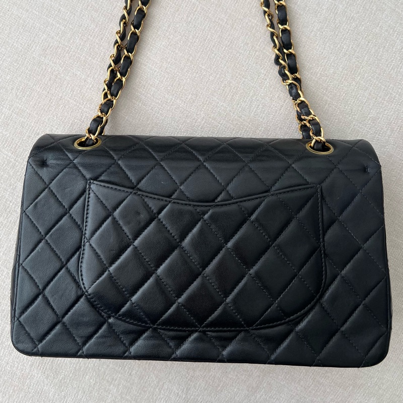 CHANEL CF25 香奈兒25cm收藏級老香 黑金羊皮 vintage-22