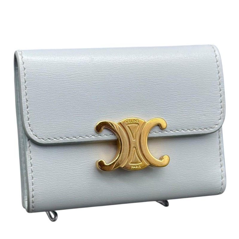 🌷Celine 凱旋門經典兩用短夾baby藍|經典花紋✦fufu style 精品✦ 氣質款|-1