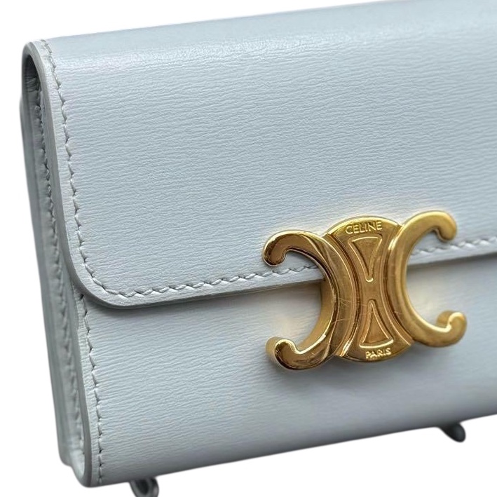 🌷Celine 凱旋門經典兩用短夾baby藍|經典花紋✦fufu style 精品✦ 氣質款|-5