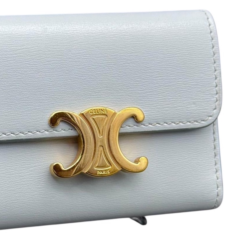 🌷Celine 凱旋門經典兩用短夾baby藍|經典花紋✦fufu style 精品✦ 氣質款|-6