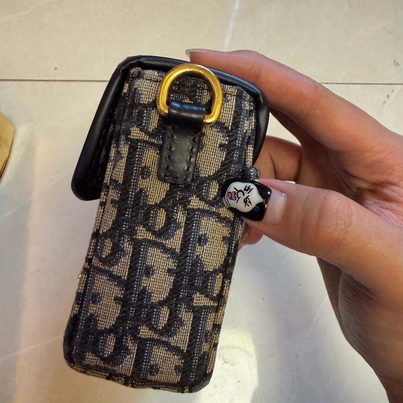 Dior 藍緹花布金釦蒙田Box小盒子-4