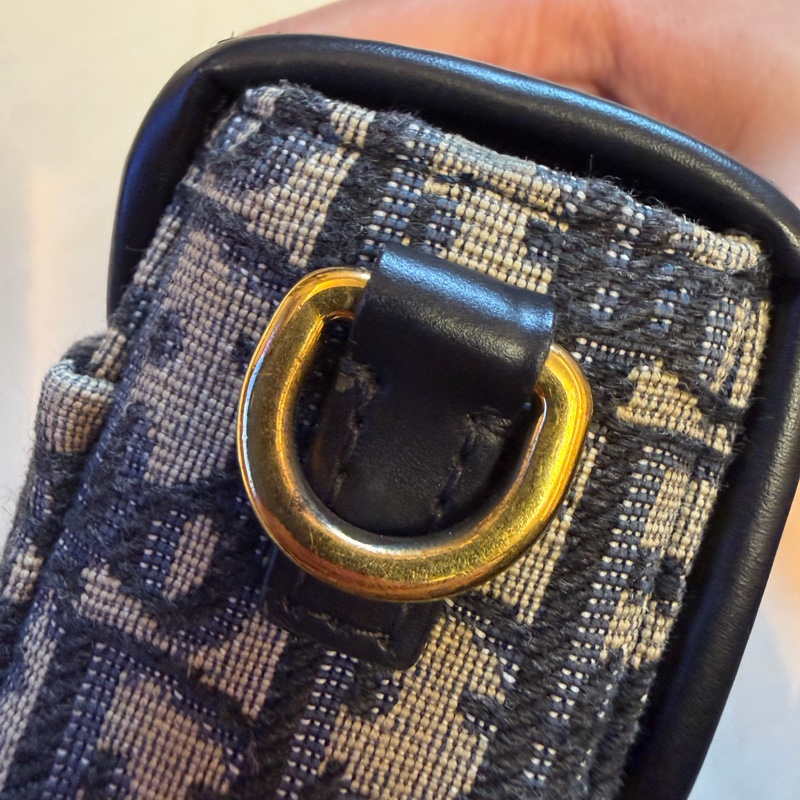 Dior 藍緹花布金釦蒙田Box小盒子-12