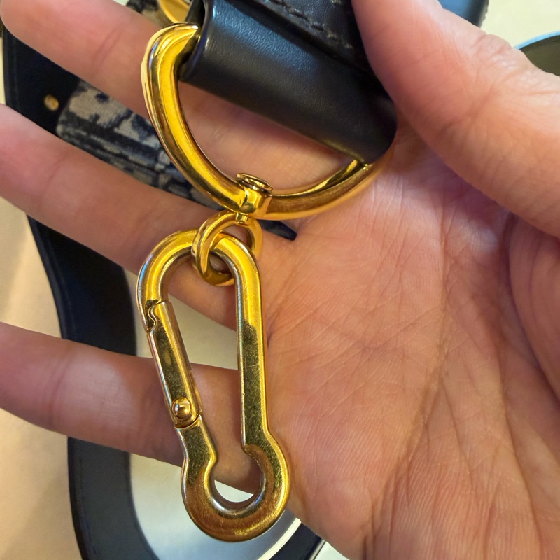 Dior 藍緹花布金釦蒙田Box小盒子-15