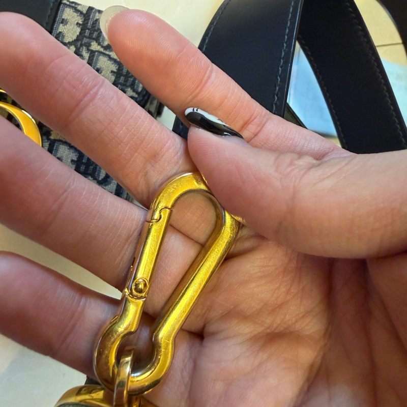 Dior 藍緹花布金釦蒙田Box小盒子-19