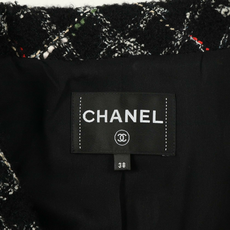 香奈兒 COCO 標誌紐扣斜紋軟呢外套 P73609V65153 羊毛棉黑多色二手女裝-2