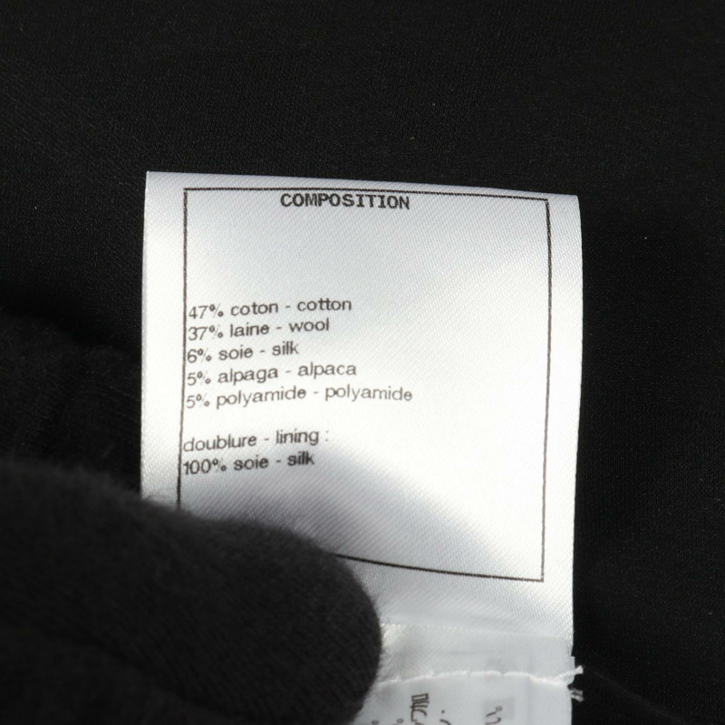 香奈兒 COCO 標誌紐扣斜紋軟呢外套 P73609V65153 羊毛棉黑多色二手女裝-4