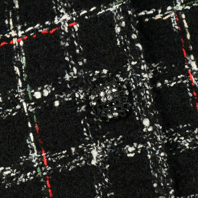 香奈兒 COCO 標誌紐扣斜紋軟呢外套 P73609V65153 羊毛棉黑多色二手女裝-6