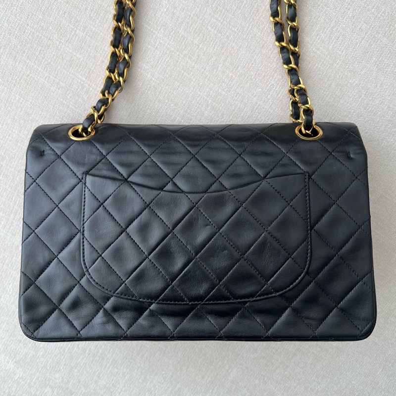 CHANEL CF25 香奈兒25cm 黑金羊皮 vintage-6