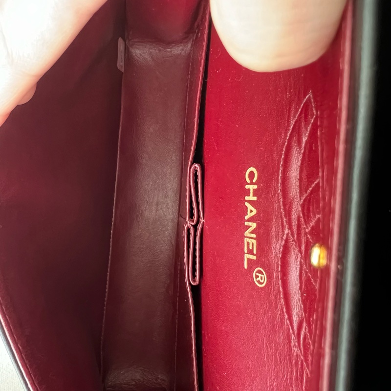 CHANEL CF25 香奈兒25cm 黑金羊皮 vintage-13