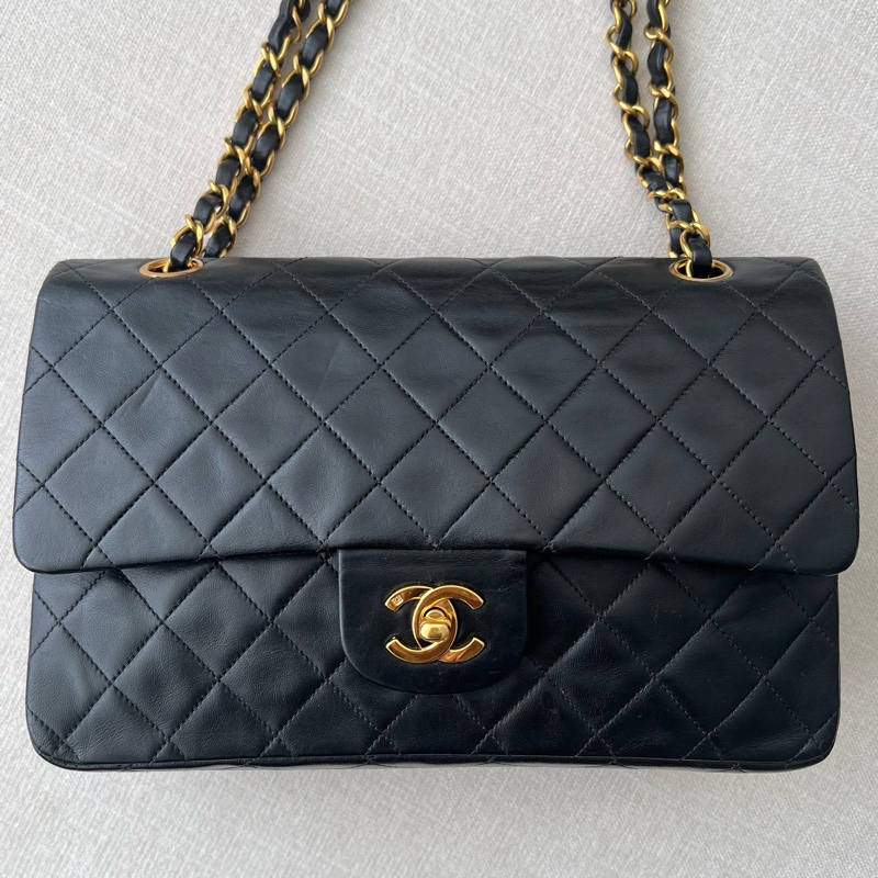 CHANEL CF25 香奈兒25cm 黑金羊皮 vintage-18