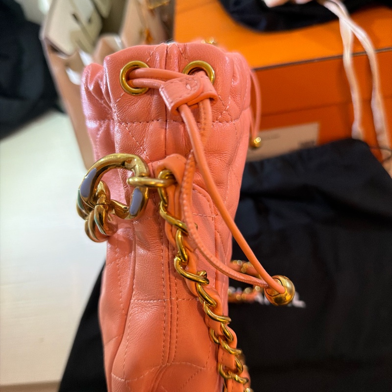 Chanel 珊瑚橘彩色鏈包送labubu-3