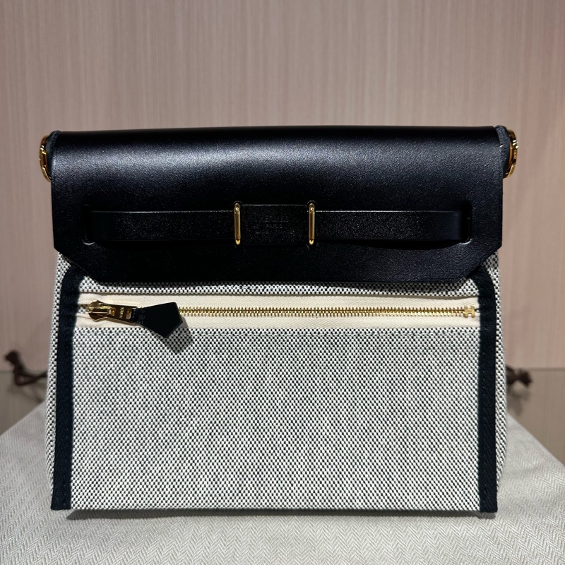 HERMES愛馬仕 Bolso Herbag Zip 20 金扣斜挎 帆布拼牛皮 單肩包 迷你-4