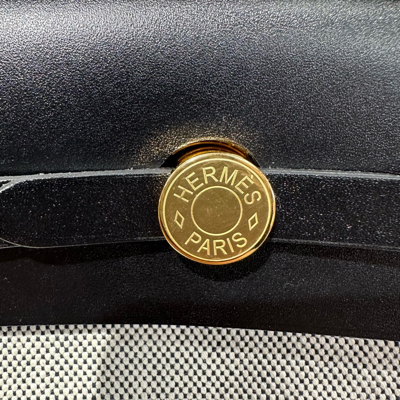 HERMES愛馬仕 Bolso Herbag Zip 20 金扣斜挎 帆布拼牛皮 單肩包 迷你-6