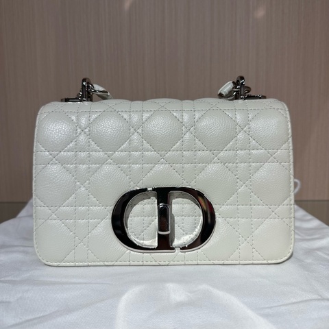 DIOR迪奧 Caro 藤格紋小牛皮 斜挎單肩包 白色