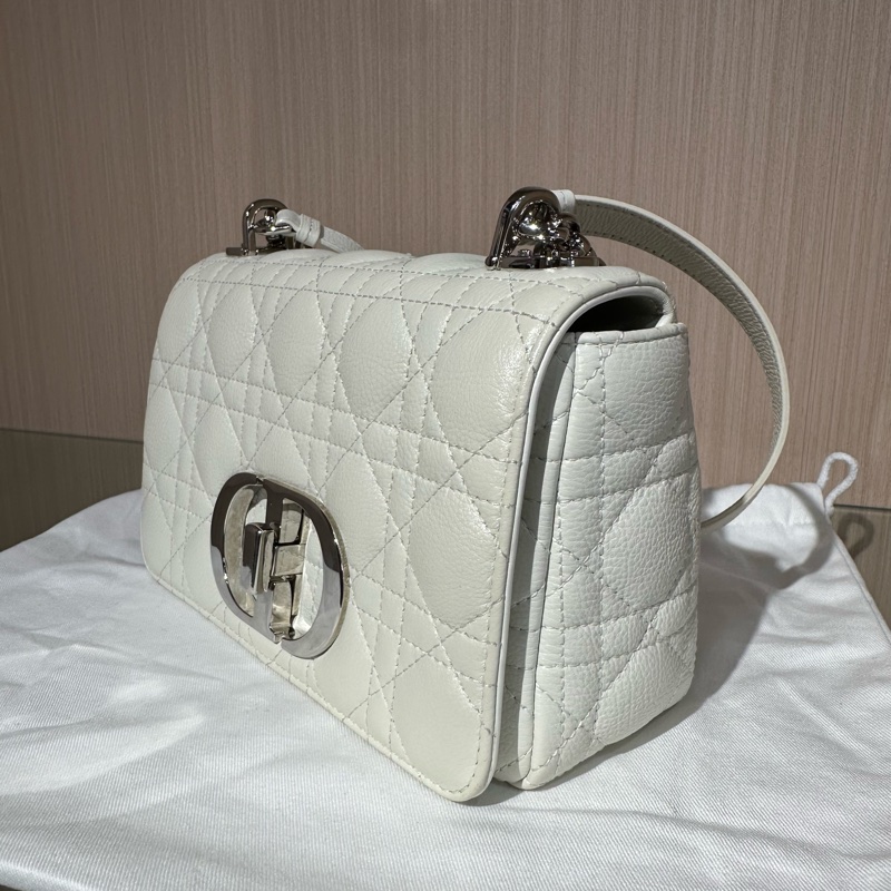 DIOR迪奧 Caro 藤格紋小牛皮 斜挎單肩包 白色-2