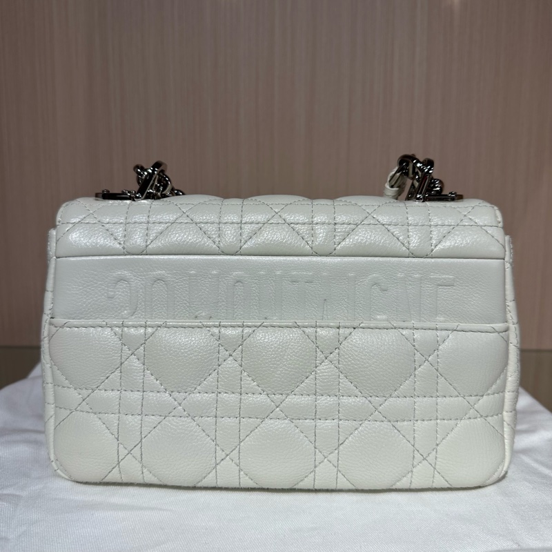 DIOR迪奧 Caro 藤格紋小牛皮 斜挎單肩包 白色-3
