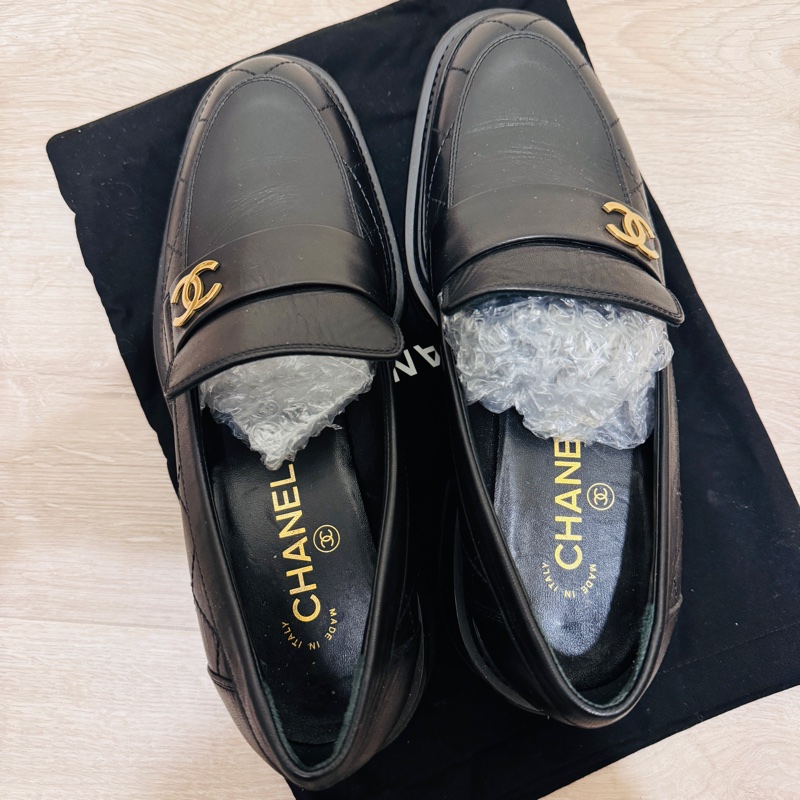 香奈兒菱格紋粗根樂福鞋 39.5-1