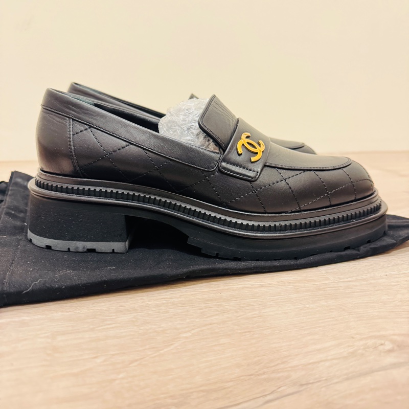 香奈兒菱格紋粗根樂福鞋 39.5-2