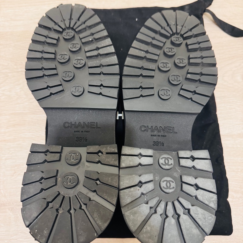 香奈兒菱格紋粗根樂福鞋 39.5-4