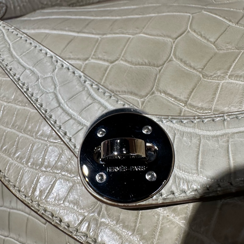 HERMES愛馬仕 Lindy 30 銀扣  冰川白鰐魚皮-5
