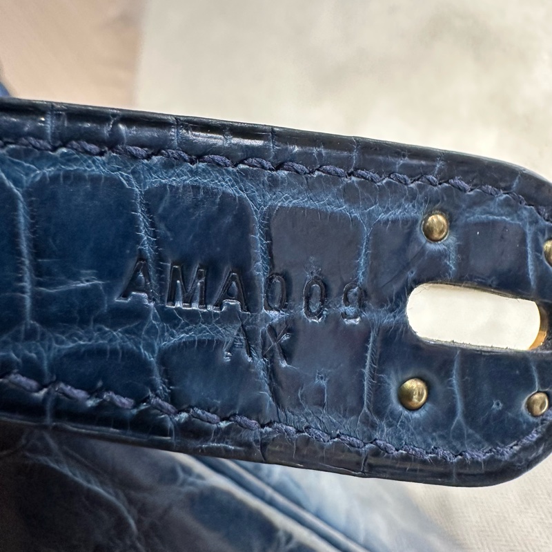 HERMES愛馬仕 Lindy 30 金扣藍色鰐魚皮-8