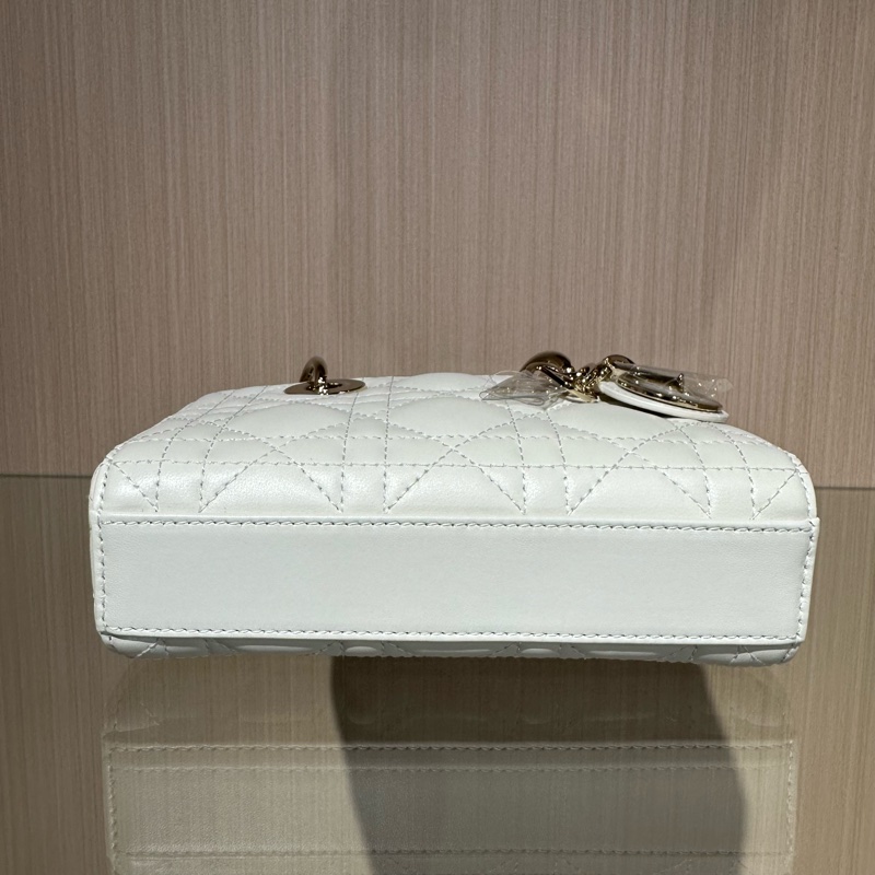 DIOR迪奧 Lady D-Joy 淺金白色羊皮戴妃包 超迷你-4