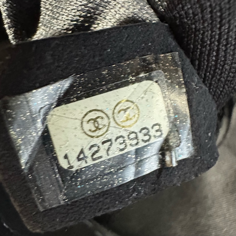 Chanel香奈儿黑银CF乞丐毛呢拼接Jumbo链条包 限量款-6