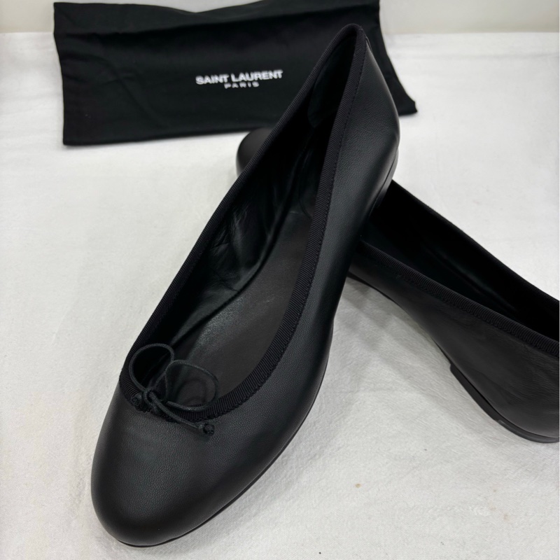 YSL /Saint Laurent 聖羅蘭芭蕾黑色平底鞋 皮質柔軟 未使用閒置品 38.5碼-3