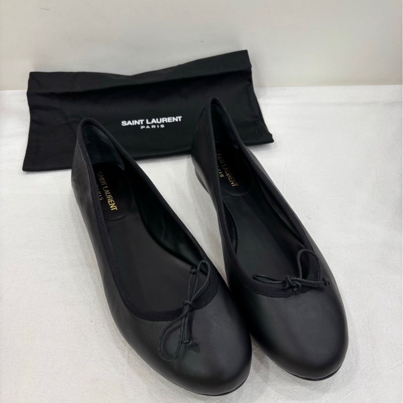 YSL /Saint Laurent 聖羅蘭芭蕾黑色平底鞋 皮質柔軟 未使用閒置品 38.5碼-4