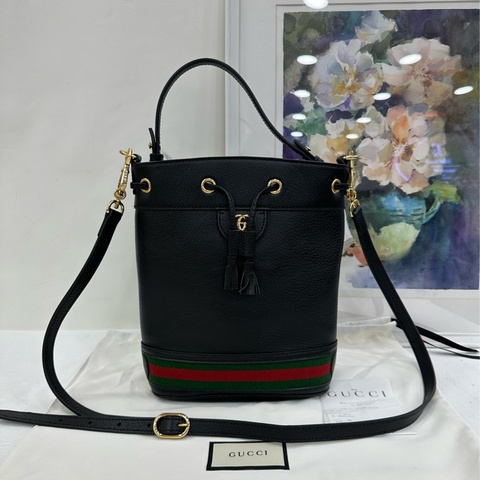 Gucci古馳Ophidia黑色抽繩水桶包 閒置 有購證