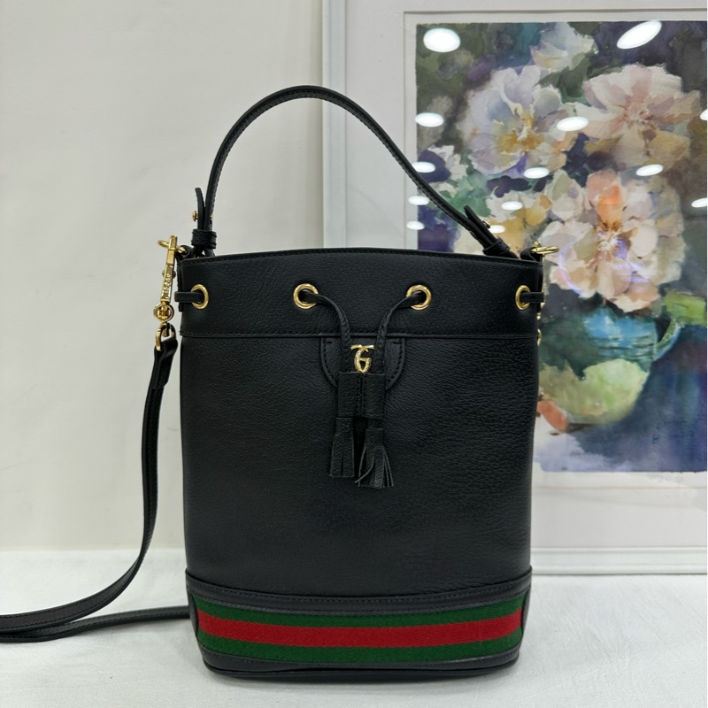 Gucci古馳Ophidia黑色抽繩水桶包 閒置 有購證-1