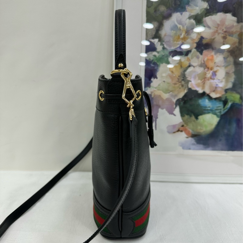 Gucci古馳Ophidia黑色抽繩水桶包 閒置 有購證-2
