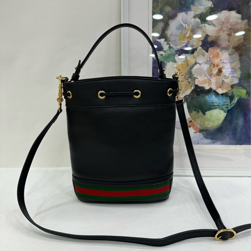 Gucci古馳Ophidia黑色抽繩水桶包 閒置 有購證-3