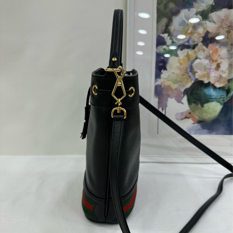 Gucci古馳Ophidia黑色抽繩水桶包 閒置 有購證-4