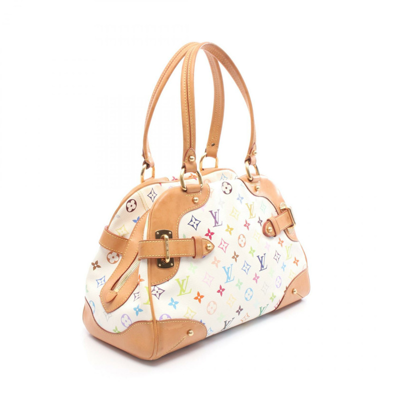 路易威登 Claudia 手提包 M40193 Monogram Multicolore 白色皮革 二手-1