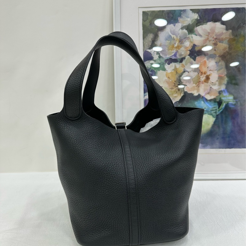 Hermes/愛馬仕 picotin菜籃22黑銀 A刻 TC皮-2