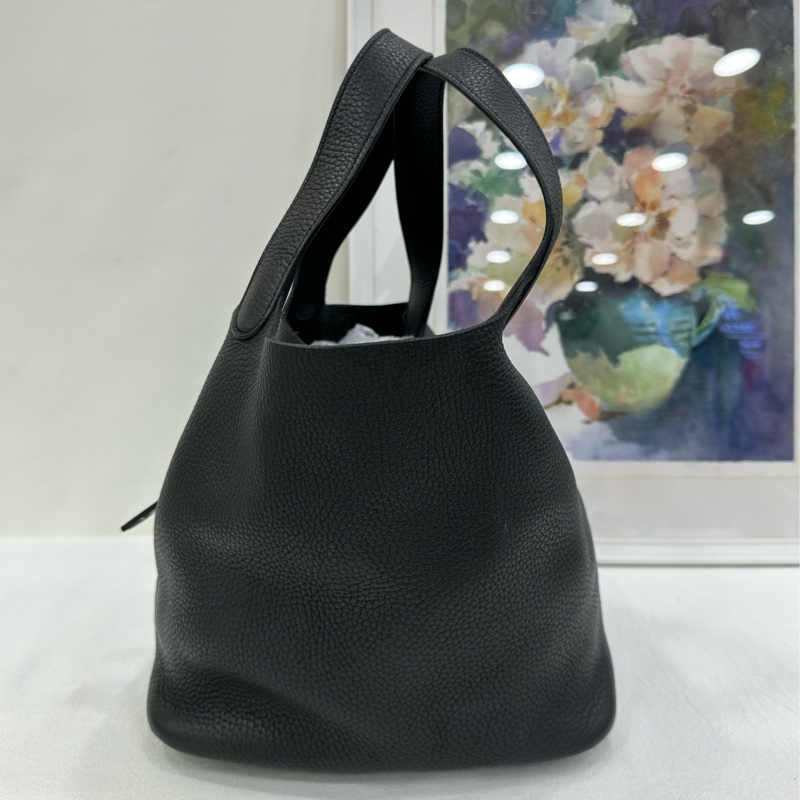 Hermes/愛馬仕 picotin菜籃22黑銀 A刻 TC皮-3