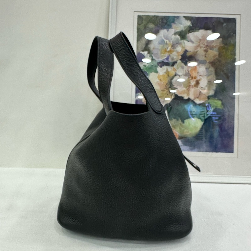 Hermes/愛馬仕 picotin菜籃22黑銀 A刻 TC皮-4
