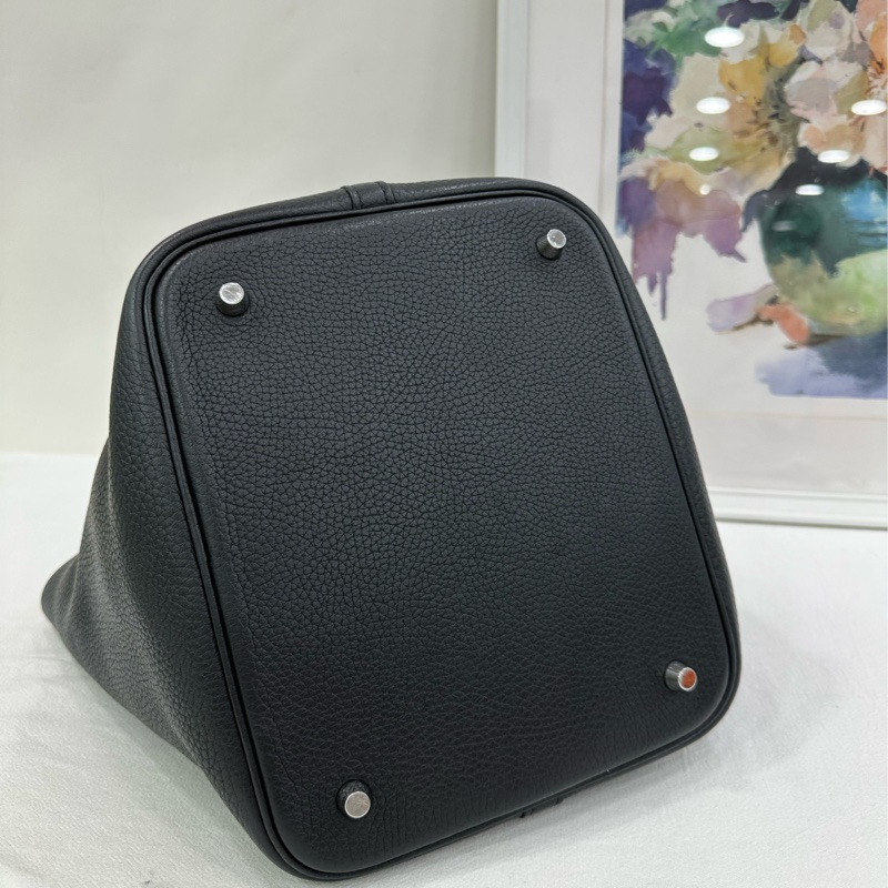 Hermes/愛馬仕 picotin菜籃22黑銀 A刻 TC皮-5
