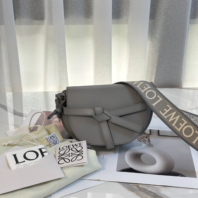 LOEWE Gate dual馬鞍包 - mini灰-9